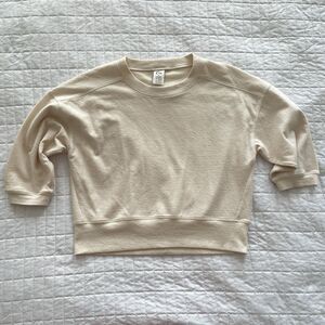 ZYIA Active Drop Shoulder Crew Neck 3/4 Sleeve Textured Cotton Blend Top Size M